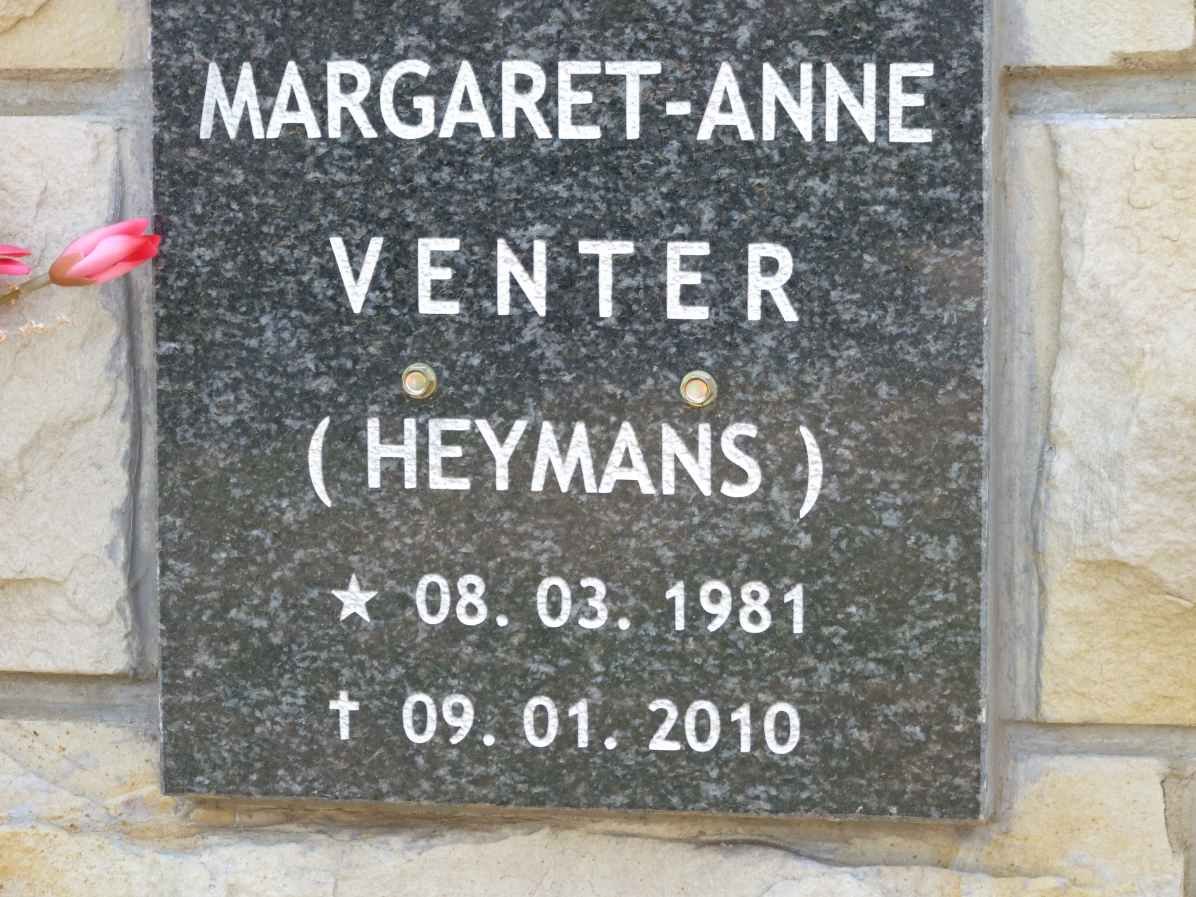 VENTER Margaret-Anne nee HEYMANS 1981-2010