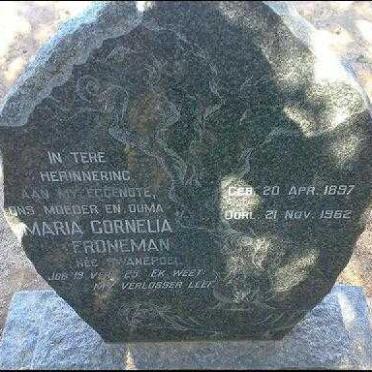 FRONEMAN Maria Cornelia nee SWANEPOEL 1897-1962