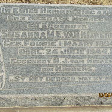 NIEKERK Susanna M.E., van nee FOURIE 1894-1944