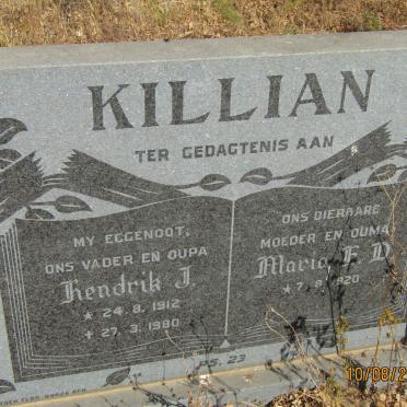 KILLIAN Hendrik J. 1912-1980 &amp; Maria F. D. 1920-