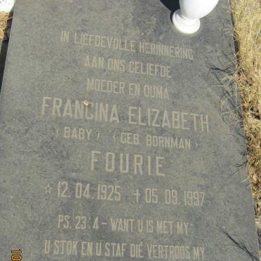 FOURIE Francina Elizabeth nee BORNMAN 1925-1997