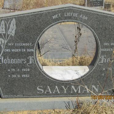 SAAYMAN Johannes K. 1908-1982 &amp; Hester M 1923-