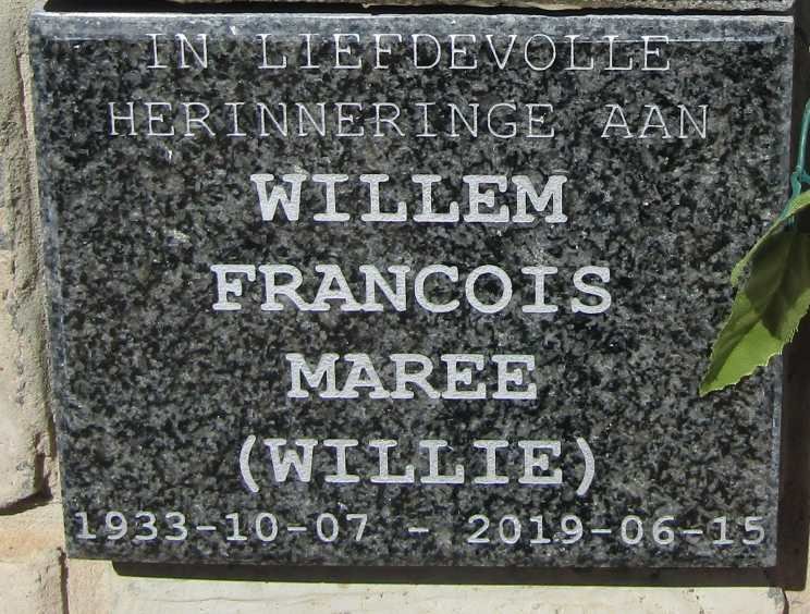 MAREE Willem Francois 1933-2019