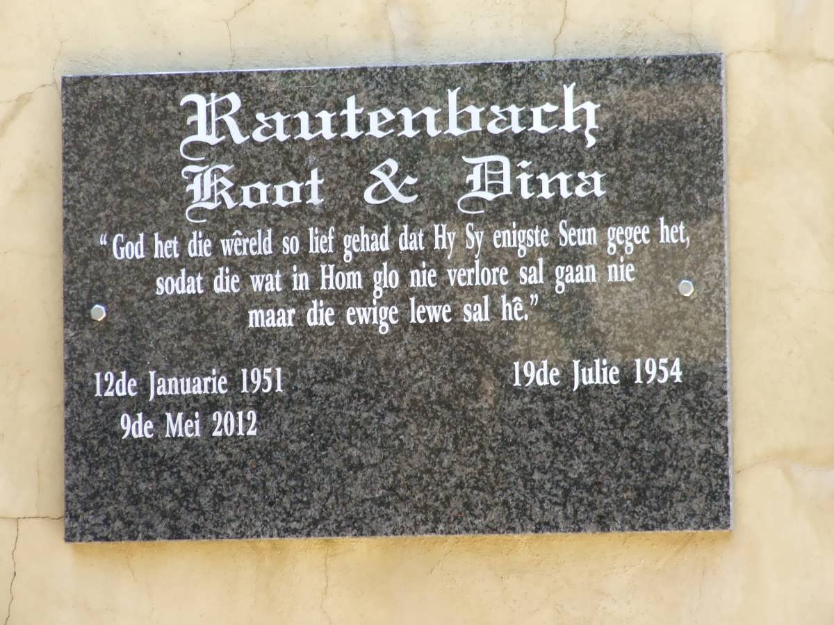 RAUTENBACH Koot 1951-2012 &amp; Dina 1954-
