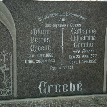 GREEVË Willem Petrus 1866-1963 &amp; Catharina Wilhelmina BOTES 1877-1955
