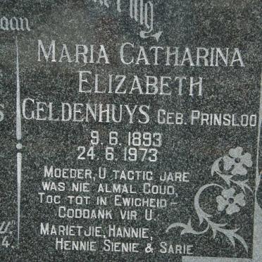 GELDENHUYS Maria Catharina Elizabeth nee PRINSLOO 1893-1973