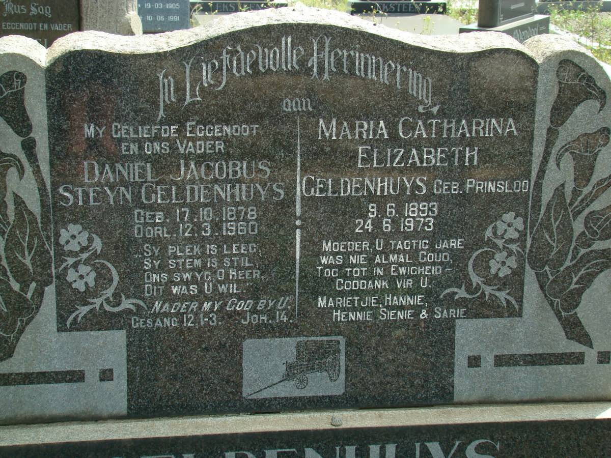 GELDENHUYS Daniel Jacobus Steyn 1878-1960 &amp; Maria Catharina Elizabeth PRINSLOO 1893-1973