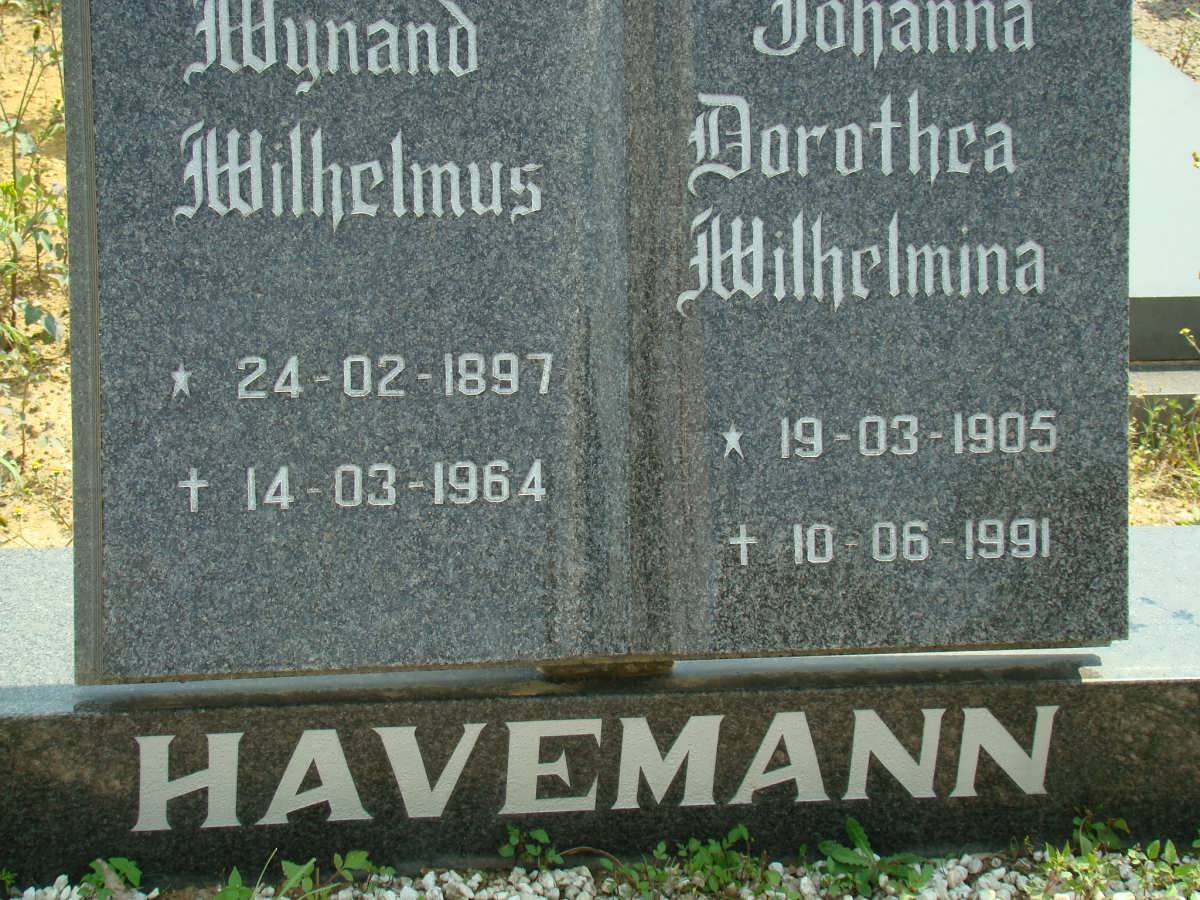 HAVEMANN Wynand Wilhelmus 1897-1964 &amp; Johanna Dorothea Wilhelmina 1905-1991