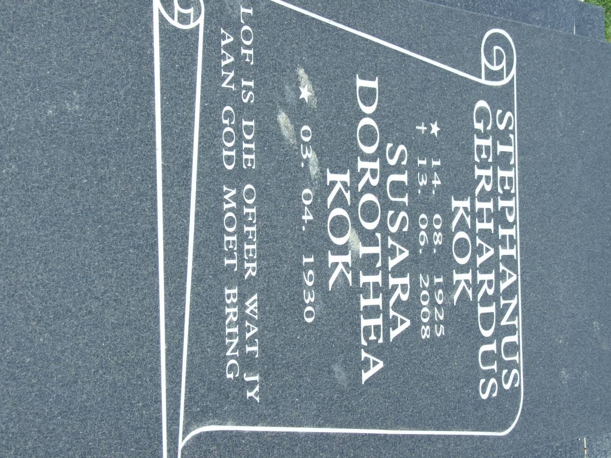KOK Stephanus Gerhardus 1925-2008 &amp; Susara Dorothea 1930-