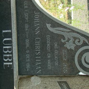 LUBBE Johann Christiaan 1914-1964
