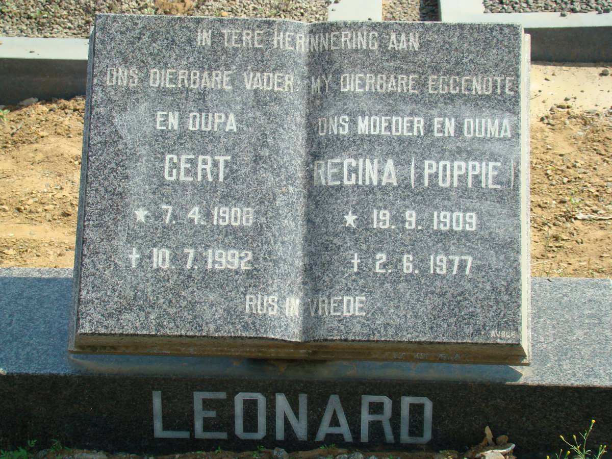 LEONARD Gert 1908-1992 &amp; Regina 1909-1977