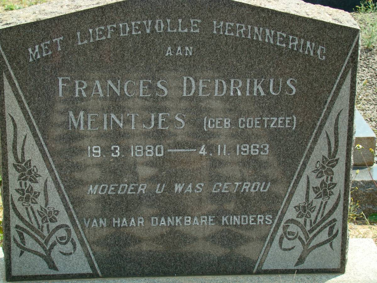 MEINTJES Frances Dedrikus nee COETZEE 1880-1963