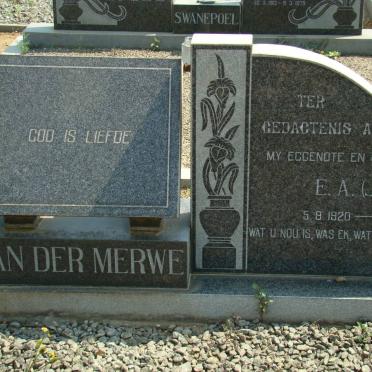 MERWE E.A., van der 1920-1972