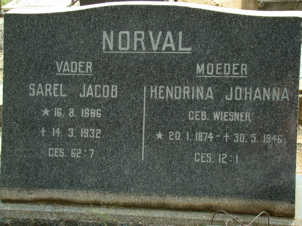 NORVAL Sarel Jacob 1886-1932 &amp; Hendrina Jacoba WIESNER 1874-1946