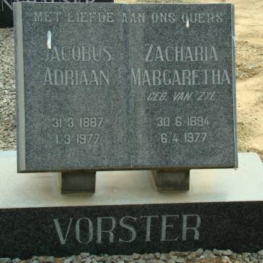VORSTER Jacobus Adriaan 1887-1977 &amp; Zacharia Margaretha VAN ZYL 1894-1977