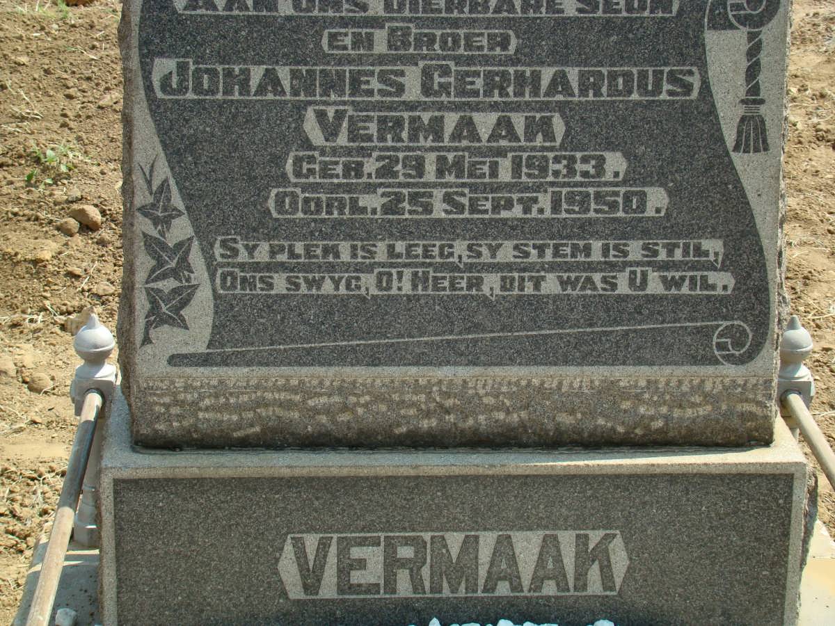 VERMAAK Johannes Gerhardus 1933-1950