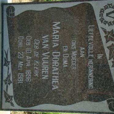 VUUREN Maria Dorathea, van nee DE KLERK 1896-1981