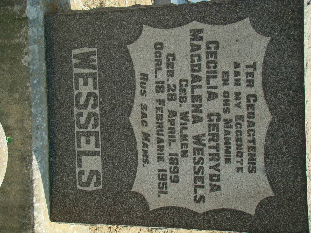 WESSELS Cecilia Gertryda Magdalena nee WILKEN 1899-1951