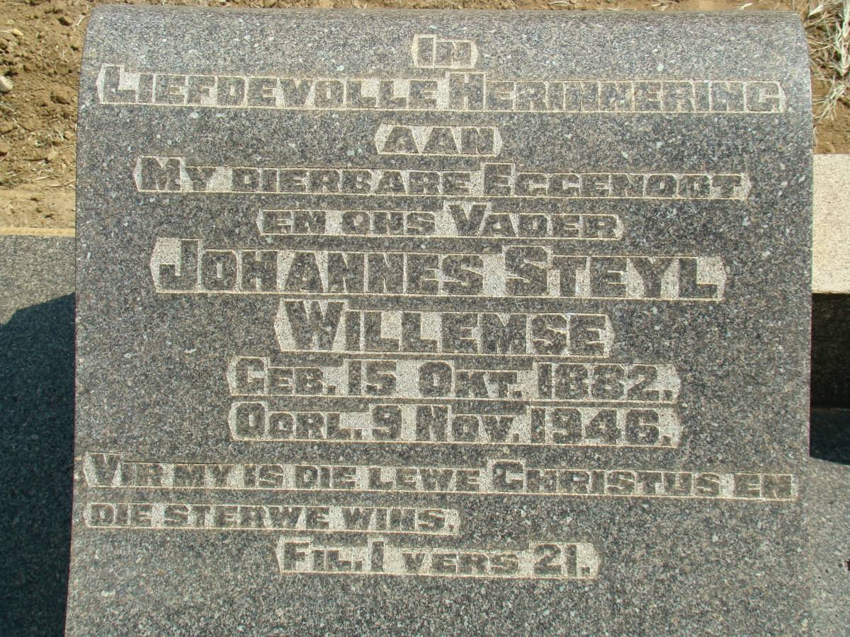 WILLEMSE Johannes Steyl 1882-1946