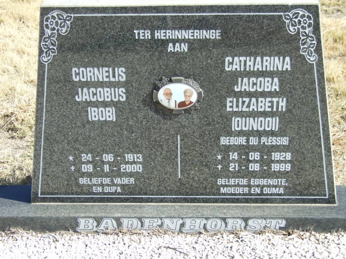 BADENHORST Cornelis Jacobus 1913-2000 &amp; Catharina Jacoba Elizabeth du PLESSIS 1928-1999