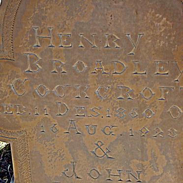 COCKCROFT Henry Broadley 1950-1923 :: COCKCROFT John Albert 1908-1928