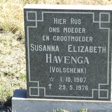 HAVENGA Susanna Elizabeth nee VOLSCHENK 1907-1976