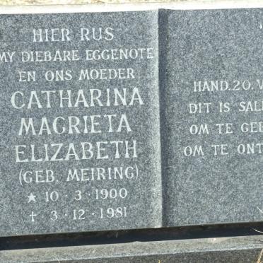 JONKER Daniel Johannes 1896-1982 &amp; Catharina Magrieta Elizabeth MEIRING 1900-1981