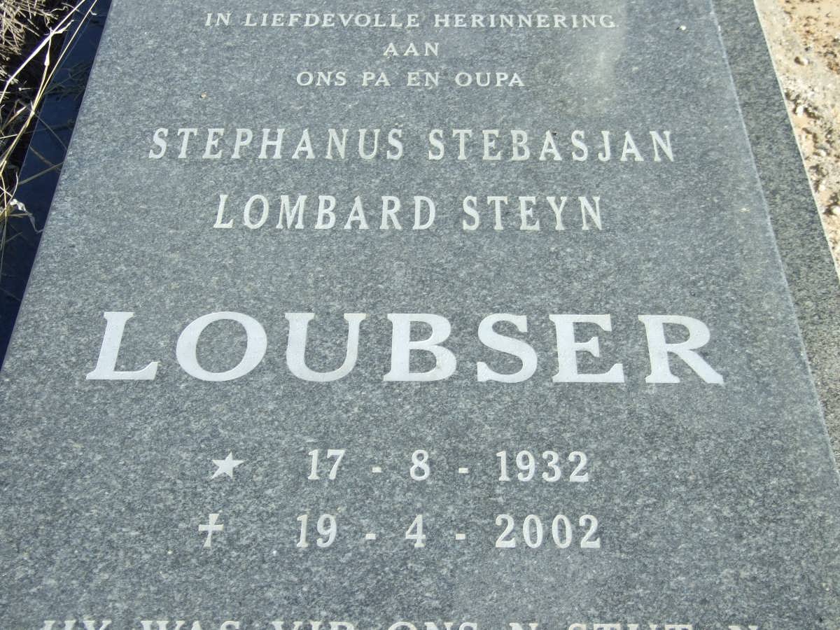 LOUBSER Stephanus Stebasjan Lombard Steyn 1932-2002