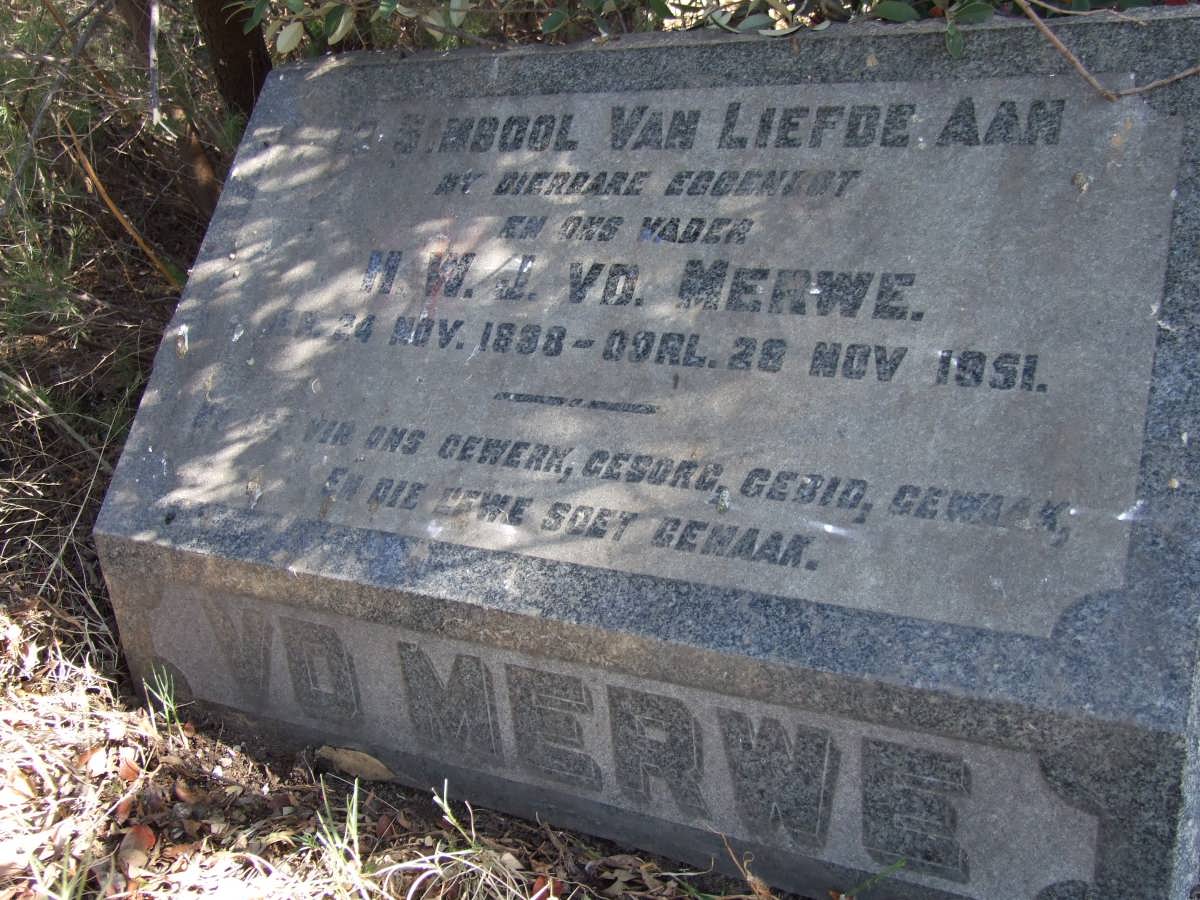 MERWE H.W.J., van der 1888-1951