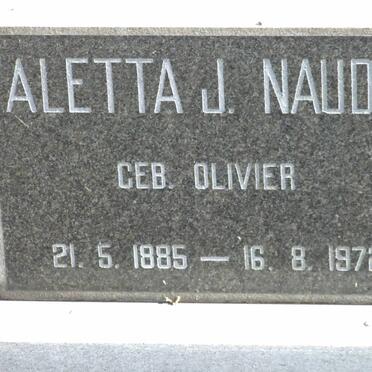 NAUDE Aletta J. nee OLIVIER 1885-1972