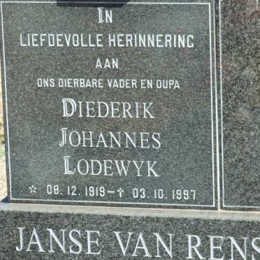 RENSBURG Diederik Johannes Lodewyk , Janse van 1919-1997 &amp; Catharina Magdalena Susanna Evertina 1922-1998