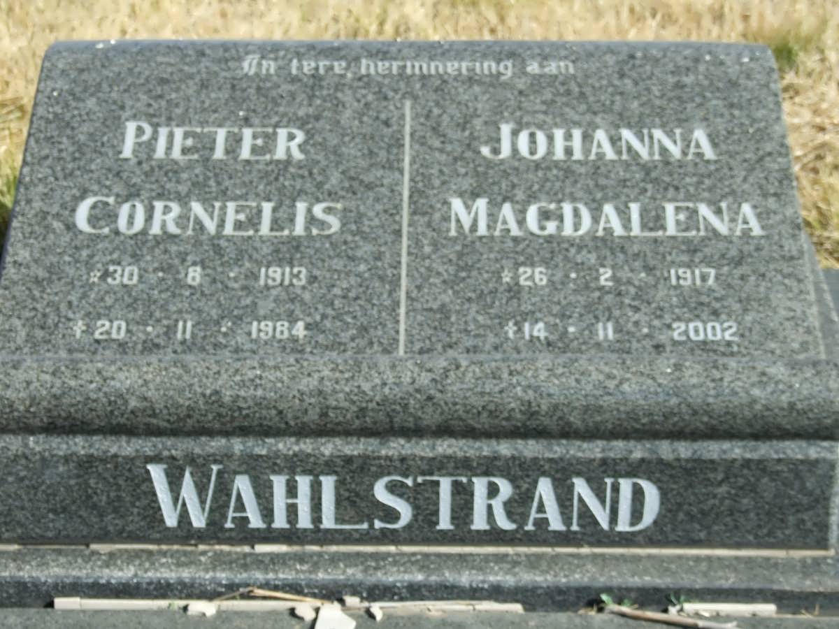 WAHLSTRAND Pieter Cornelis 1913-1984 &amp; Johanna Magdalena 1917-2002