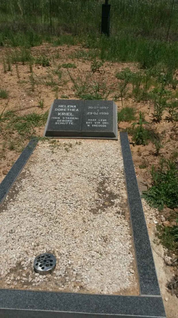 KRIEL Helena Dorethea formerly VAN STADEN nee SCHUTTE 1897-199?