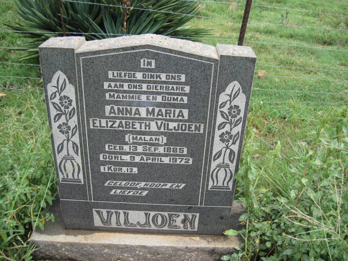 VILJOEN Anna Maria Elizabeth nee MALAN 1885-1972