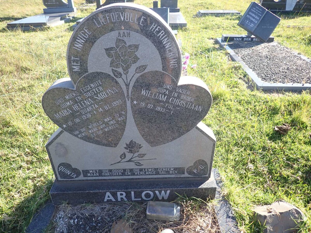 ARLOW William Christiaan 1933- & Maria Helena Sarlina 1936-1993