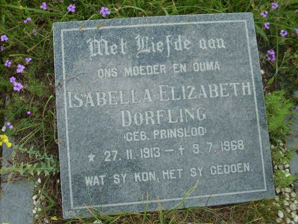 DORFLING Isabella Elizabeth nee PRINSLOO 1913-1968