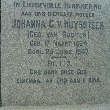 HUYSSTEEN Johanna C., v. nee VAN ROOYEN 1864-1947