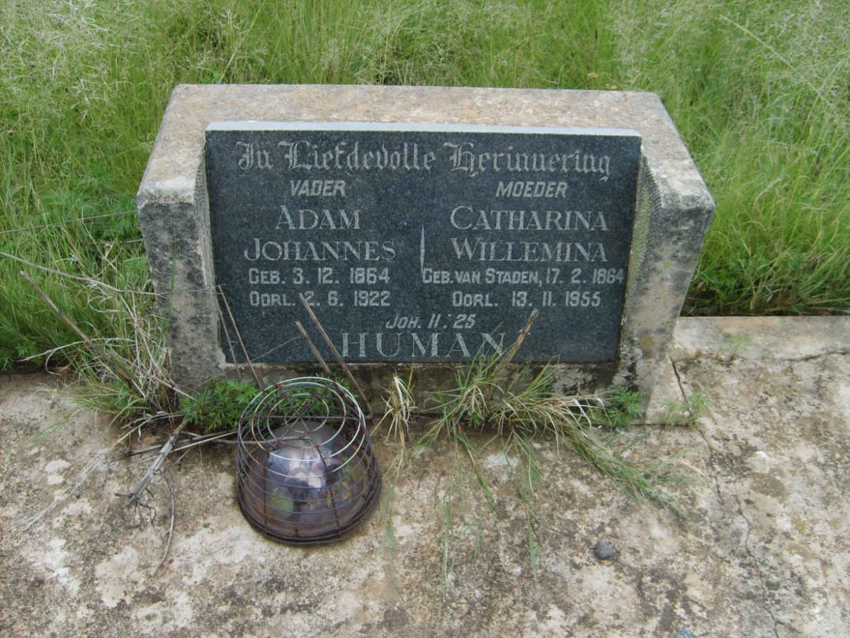 HUMAN Adam Johannes 1864-1922 &amp; Catharina Willemina VAN STADEN 1864-1955