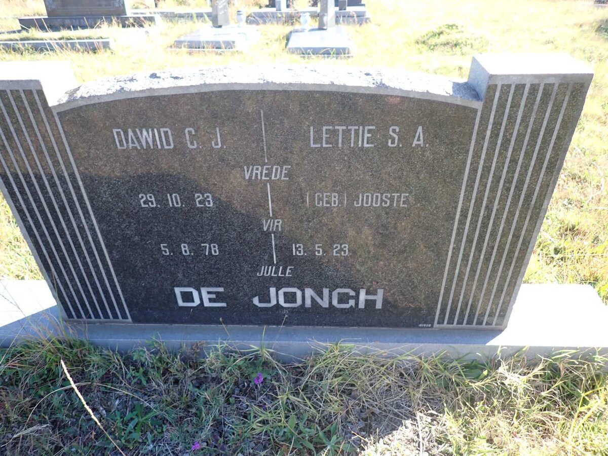JONGH Dawid C.J., de 1923-1978 & Lettie S.A. JOOSTE 1923-