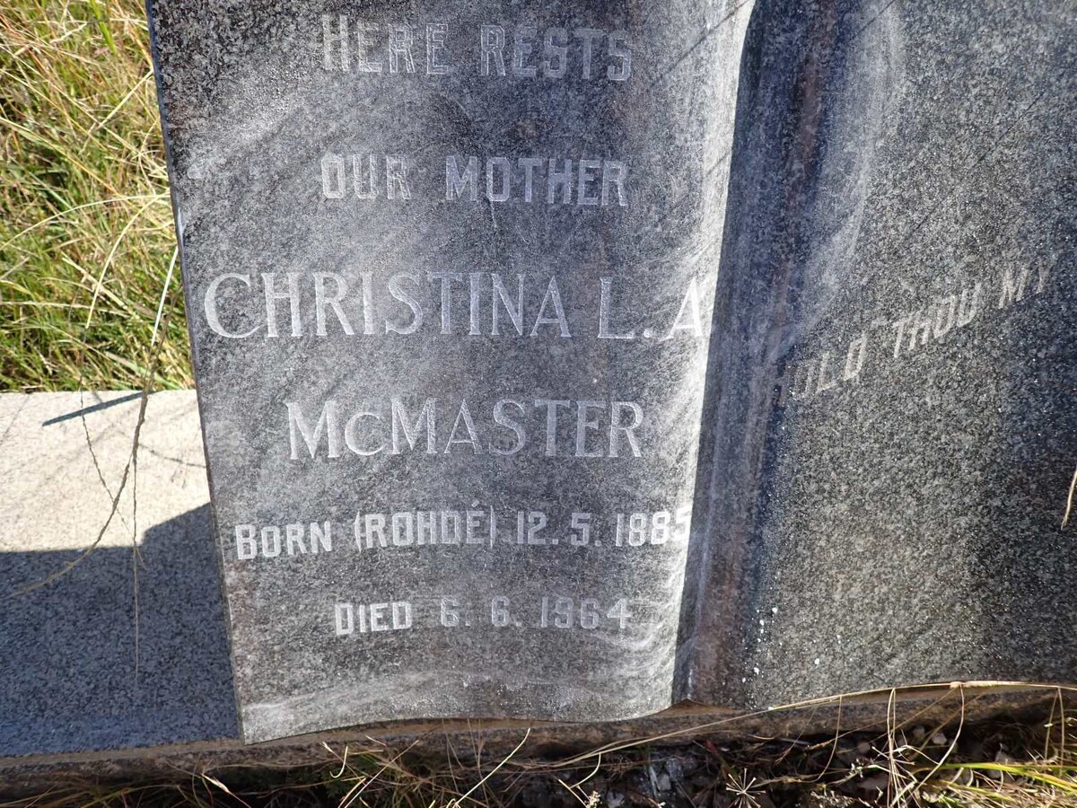 McMASTER Christina L.A. nee ROHDÉ 1885-1964