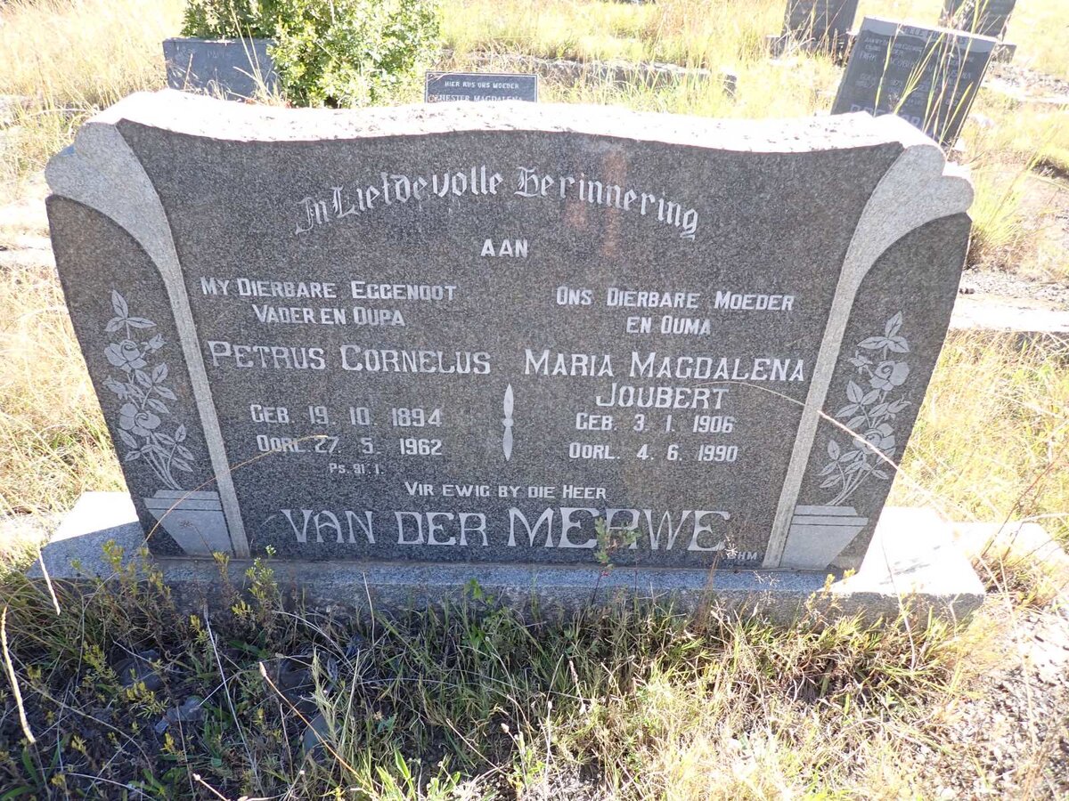 MERWE Petrus Cornelius, van der 1894-1962 &amp; Maria Magdalena JOUBERT 1906-1990