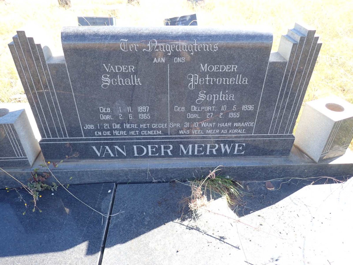 MERWE Schalk, van der 1897-1965 & Petronella Sophia DELPORT 1896-1965 