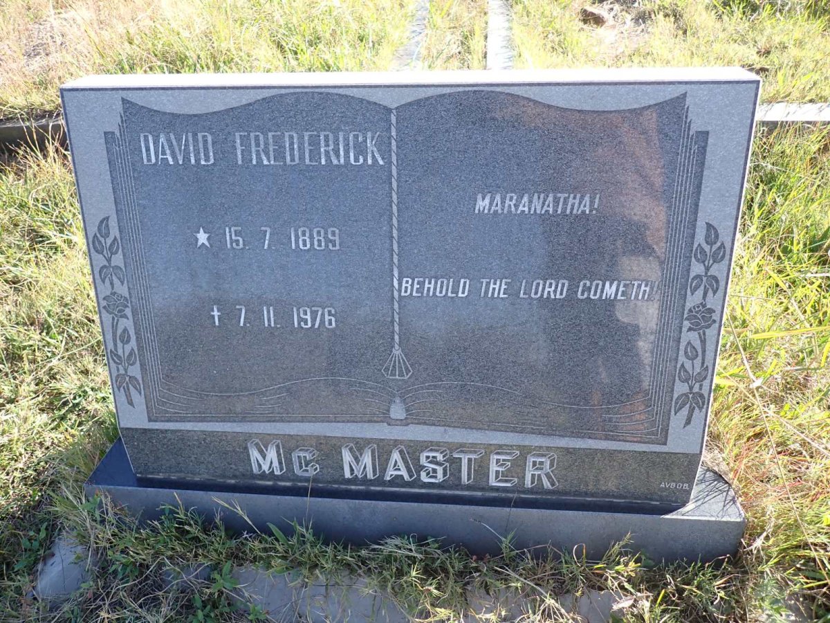 McMASTER David Frederick 1889-1976