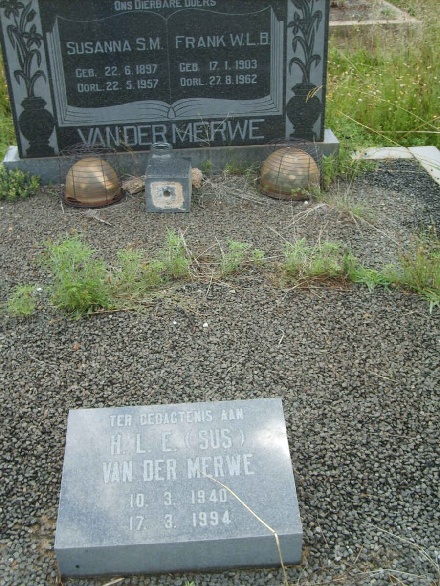 MERWE Frank W.L.B., van der 1903-1962 &amp; Susanna S.M. 1897-1957