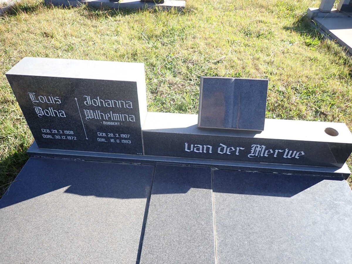 MERWE Louis Botha, van der 1908-1972 &amp; Johanna Wilhelmina 1907-1983