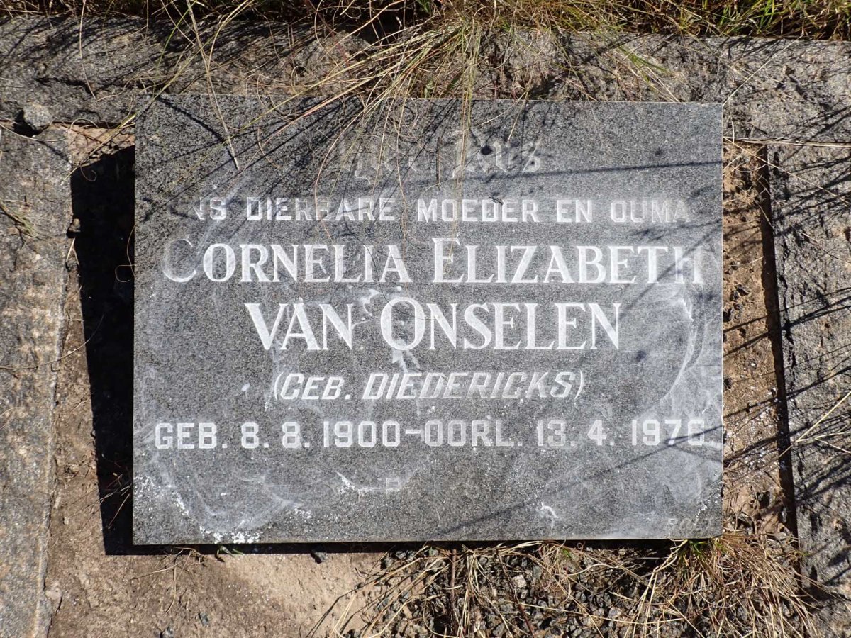 ONSELEN Cornelia Elizabeth, van nee DIEDERICKS 1900-1976