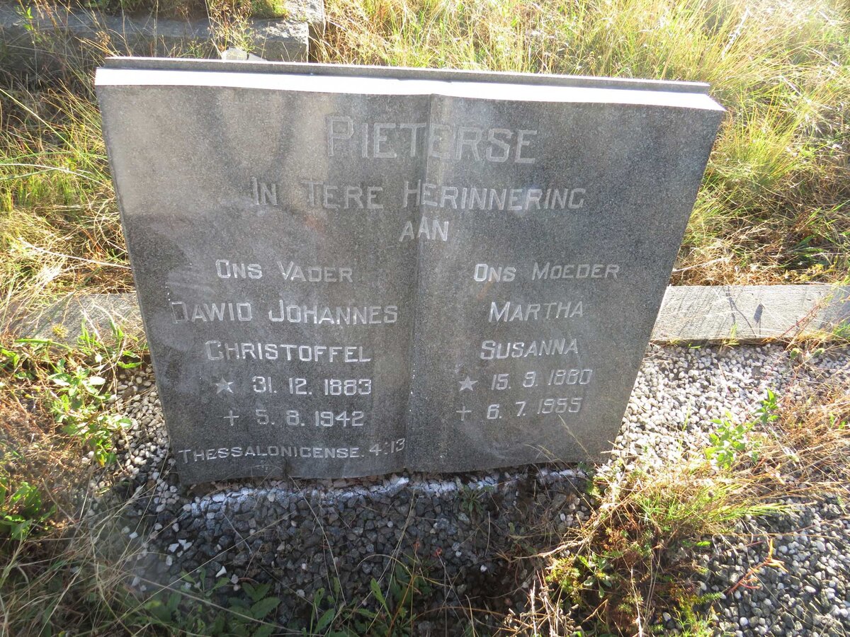 PIETERSE Dawid Johannes Christoffel 1883-1942 & Martha Susanna 1880-1955