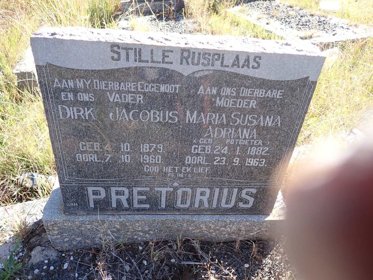 PRETORIUS Dirk Jacobus 1879-1960 &amp; Maria Susana Adriana 1882-1963