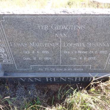 RENSBURG Lukas Marthinus, van 1895-1964 & Lousiha Susanna v.d. MERWE 1893-1979