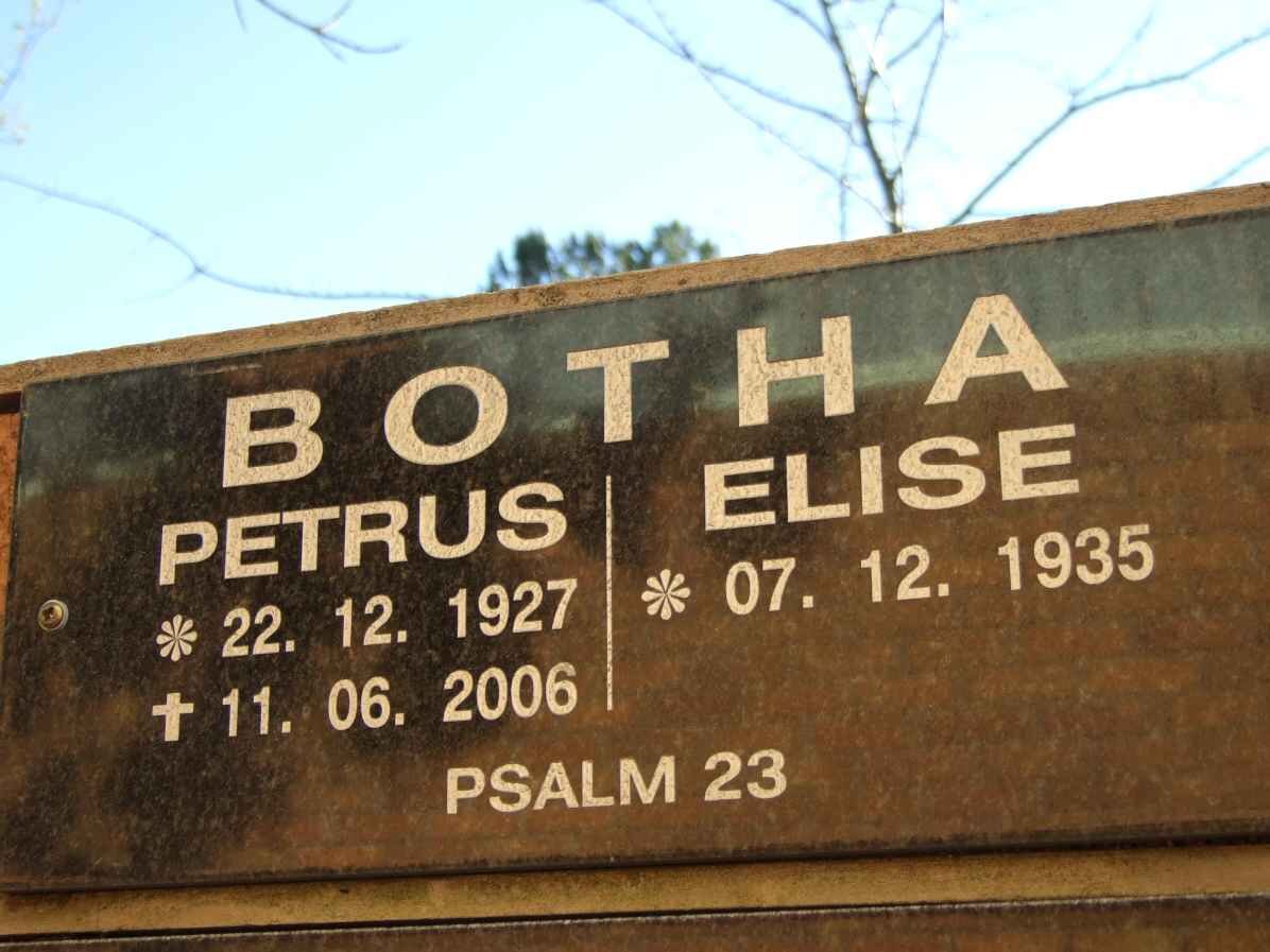 BOTHA Petrus 1927-2006 &amp; Elise 1935-